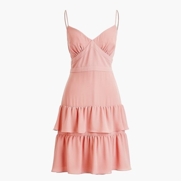 NWT J.Crew Seashell Pink ruffled mini dress - Picture 1 of 5
